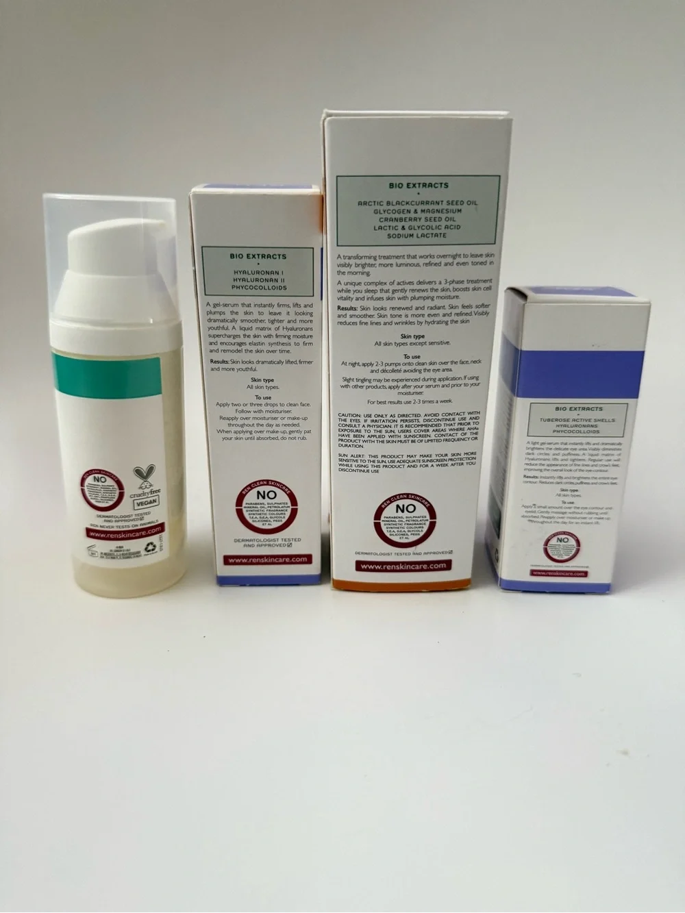 Ren Skincare 4 Full-size Set Wake Wonderful,Clear Calm,Firming & Bright Shot NEW